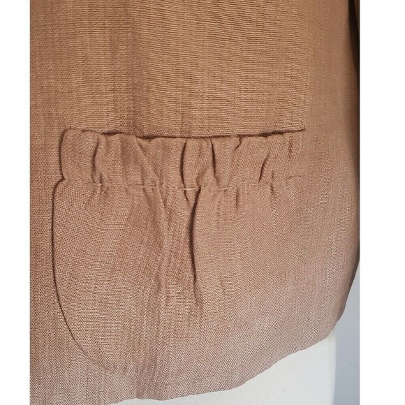 ROBERT RODRIGUEZ Jacket Womens 6 Tan Linen Cropped Mod Embellished Luxe Blazer - Picture 5 of 13